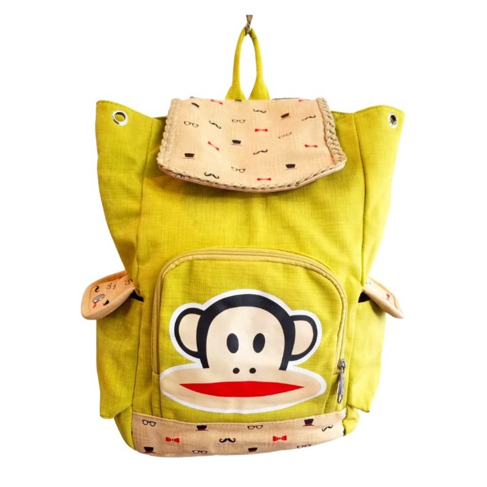 Paul Frank Julius Monkey Backpack, Citron, Yellow, Green, Tan, Orange, Brown
